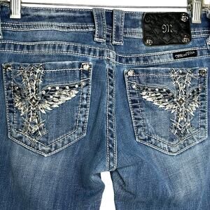 Miss Me Jeans Size 27 4 Medium Wash Skinny Distressed Rhinestones